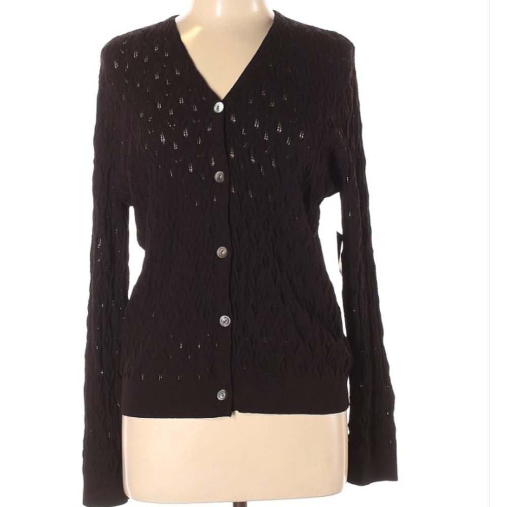 Jones New York Prague Brown Cardigan Sweater NWT size large